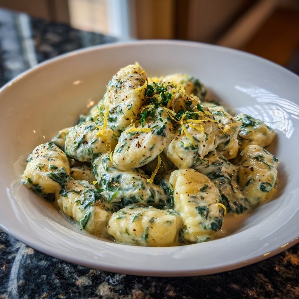 Gnocchi mit Spinat und Zitronensahne