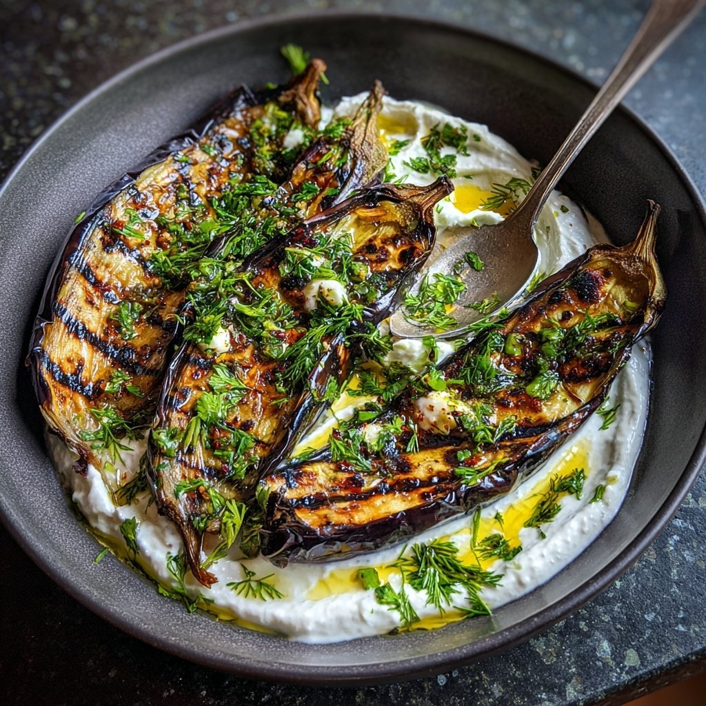 Gegrillte Auberginen Mit Joghurt Dip