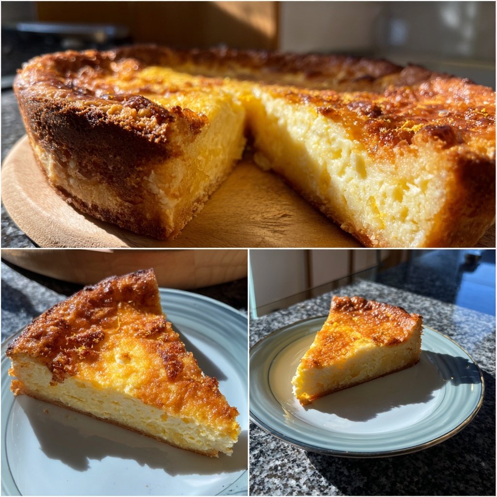 Käsekuchen mit Zitronenabrieb und Quark