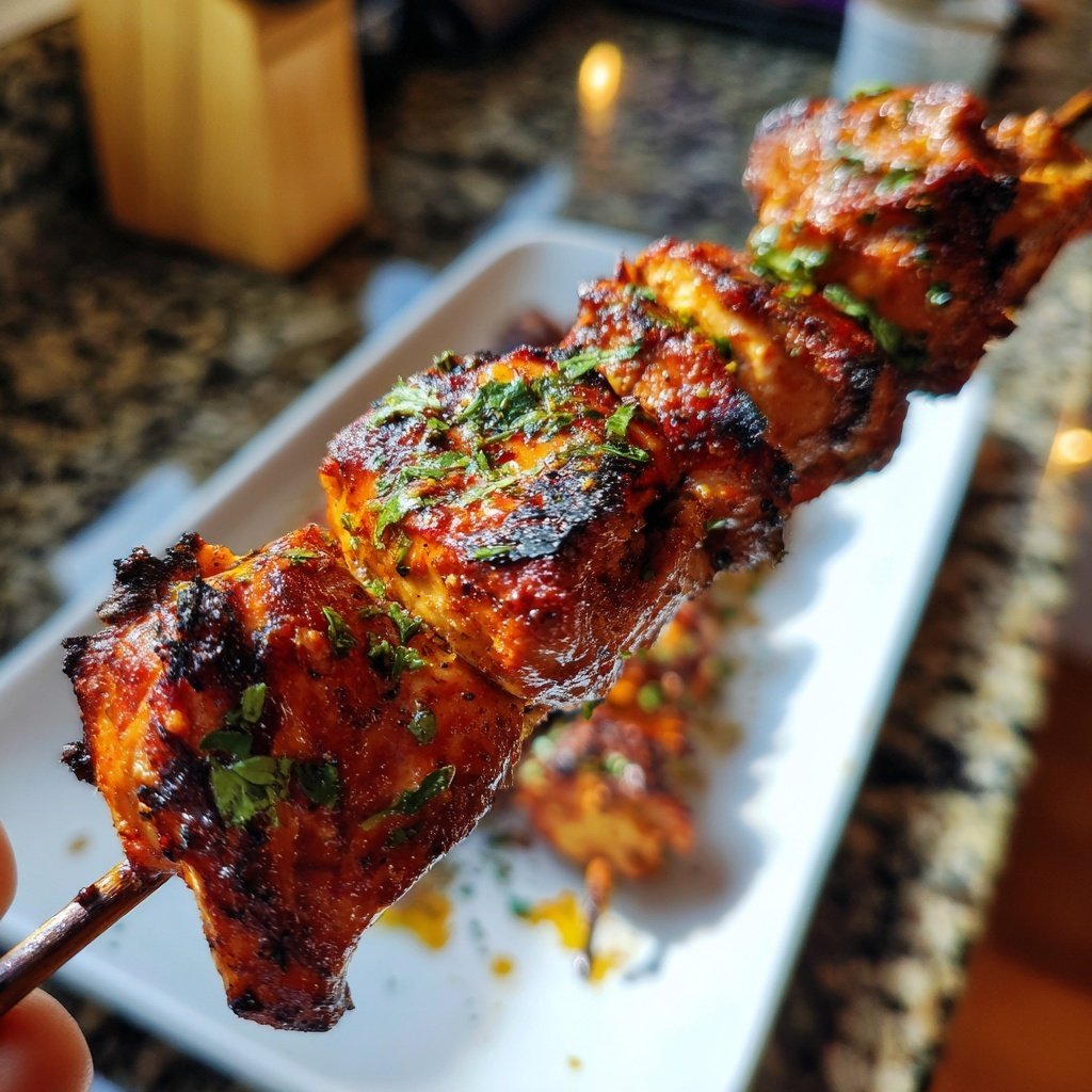 Gegrillte Hähnchenspieße